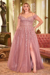 C154C LAYERED TULLE & LACE OFF THE SHOULDER BALL GOWN - SARAH FASHION