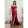 CD0203 OFF THE SHOULDER SEQUIN GOWN - SARAH FASHION