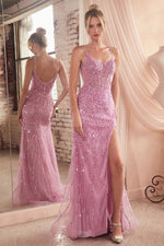 CD0220 SEQUIN FITTED GOWN - SARAH FASHION