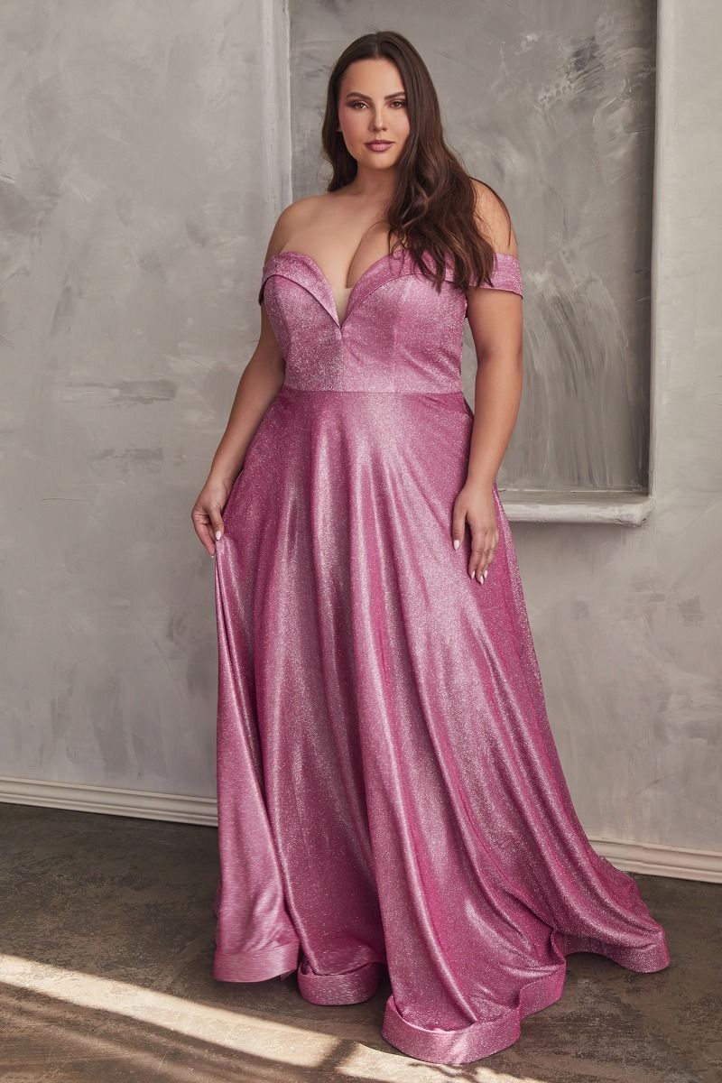 CD210C METALLIC PLUS SIZE BALL GOWN - SARAH FASHION