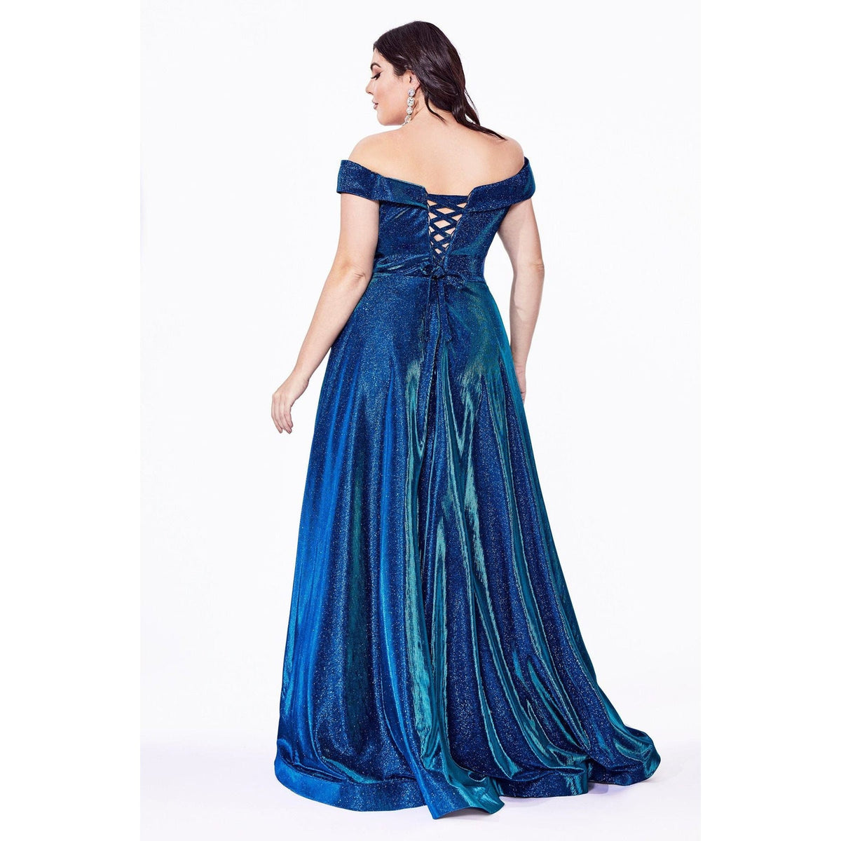 CD210C METALLIC PLUS SIZE BALL GOWN - SARAH FASHION