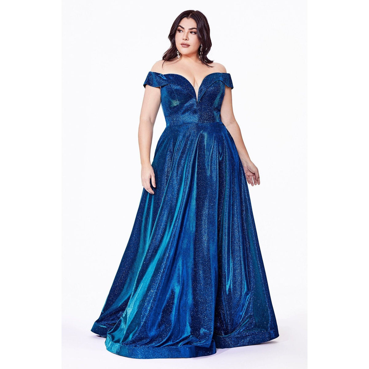 CD210C METALLIC PLUS SIZE BALL GOWN - SARAH FASHION