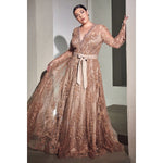 CD233 LONG SLEEVE EMBELLISHED BALL GOWN - SARAH FASHION