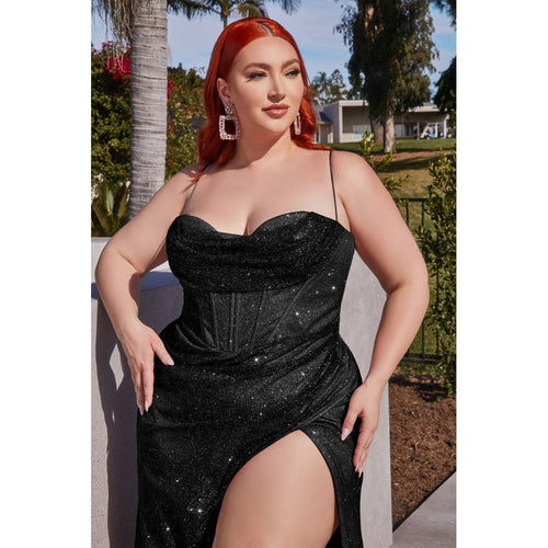 CD254C CURVE GLITTER CORSET FITTED GOWN - SARAH FASHION