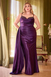 CD349C FITTED STRETCH SATIN GOWN - SARAH FASHION