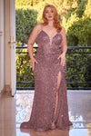 CD840C STRETCH SEQUIN FITTED GOWN - SARAH FASHION