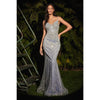 CD968 FITTED STRAPLESS BEADED GOWN - SARAH FASHION