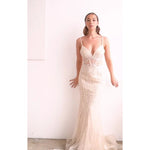 CD992 FITTED BEADED MERMIAD GOWN - SARAH FASHION