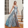 CDS417 SOFT SATIN FITTED GOWN WITH SASH - SARAH FASHION
