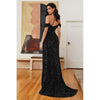 CL03 VELVET SEQUIN FITTED GOWN - SARAH FASHION