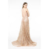 GL2955 Deep V-Neck Glitter Sequin Mesh A-Line Dress w/ V-Back - SARAH FASHION