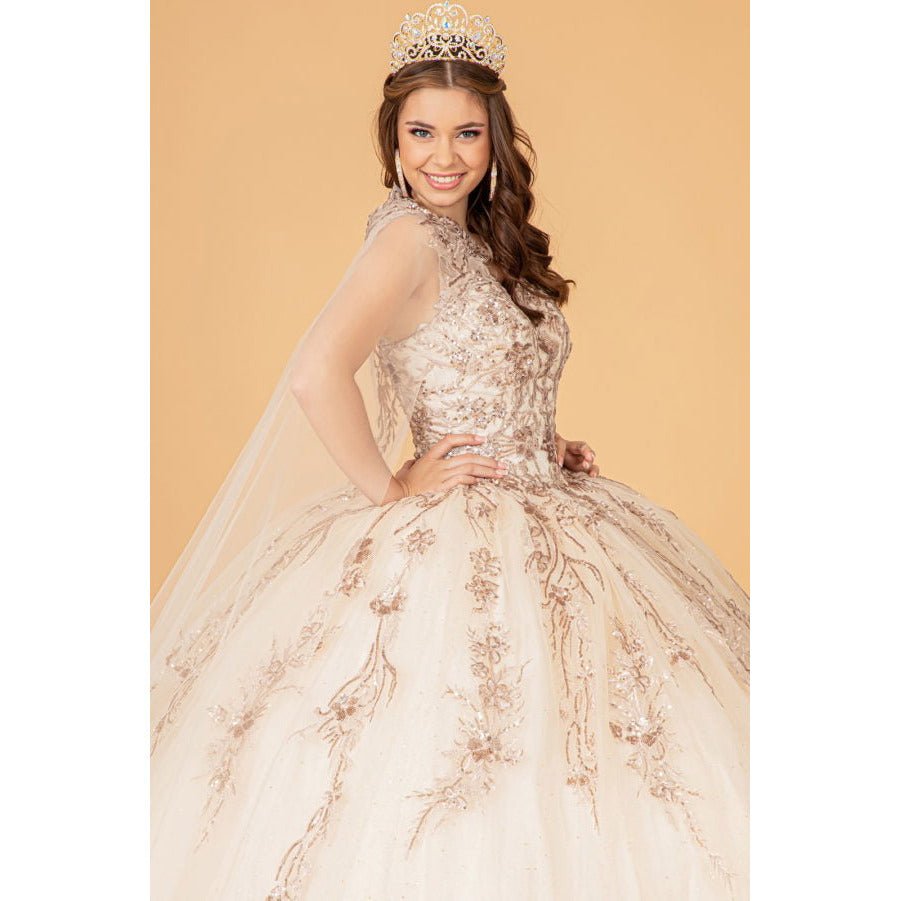 GL3076 Elizabeth K Sequin Glitter Embellished Quinceanera Dress w/ Corset Back - SARAH FASHION