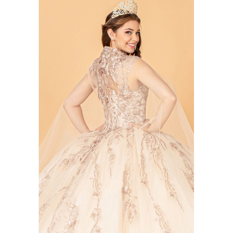 GL3076 Elizabeth K Sequin Glitter Embellished Quinceanera Dress w/ Corset Back Red / XL GL3076 Elizabeth K Sequin Glitter Embellished Quinceanera Dress w/ Corset Back Red / XL