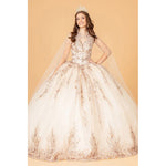 GL3076 Elizabeth K Sequin Glitter Embellished Quinceanera Dress w/ Corset Back - SARAH FASHION