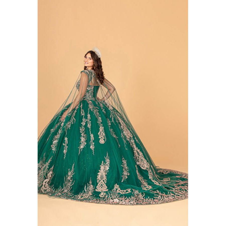 GL3076 Elizabeth K Sequin Glitter Embellished Quinceanera Dress w/ Corset Back - SARAH FASHION