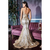 J810 FITTED FLORAL GLITTER PRINT CORSET GOWN - SARAH FASHION