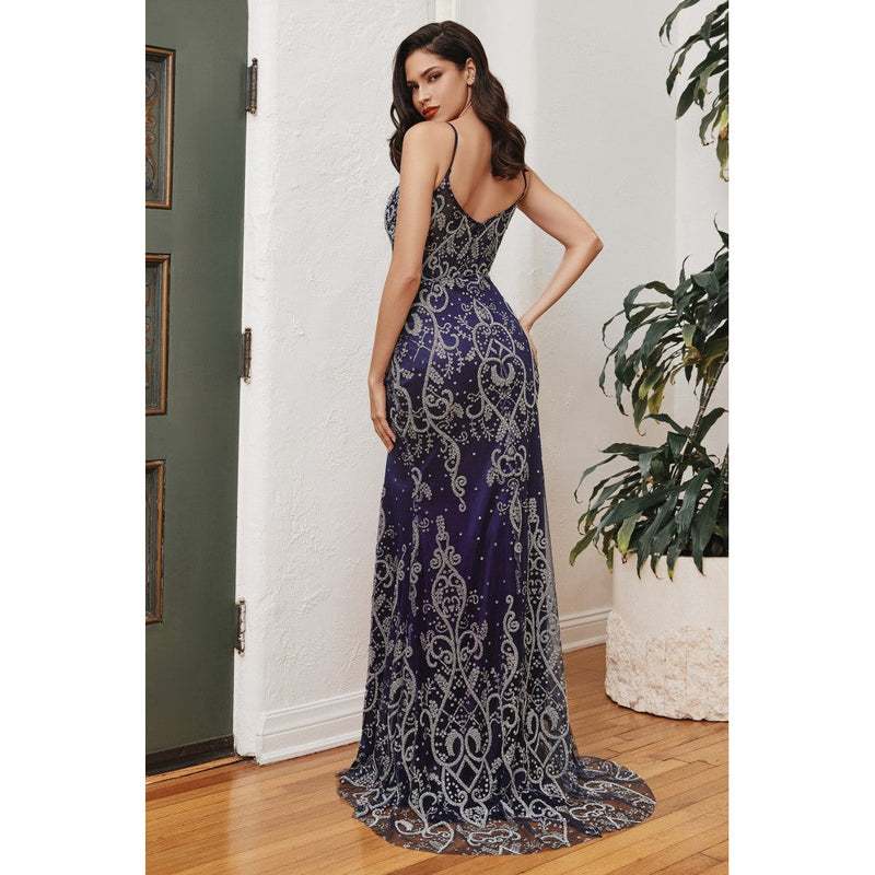 J837 FITTED MERMAID GOWN WITH EMBELLISHMENT