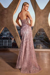 J872 STRAPLESS FITTED GLITTER EMBELLISHED GOWN - SARAH FASHION
