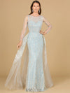 LARA 29146 - LONG SLEEVE LACE GOWN WITH TULLE OVERSKIRT - SARAH FASHION