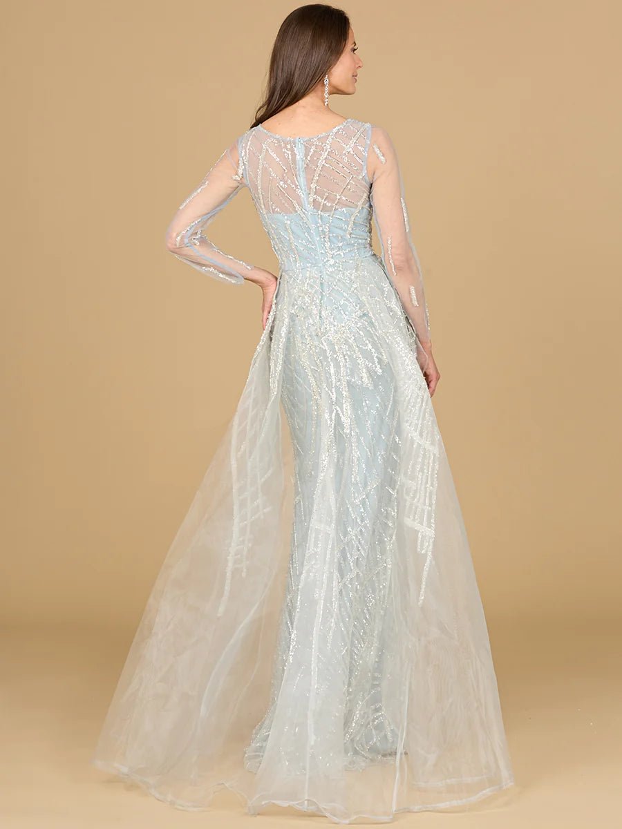 LARA 29146 - LONG SLEEVE LACE GOWN WITH TULLE OVERSKIRT - SARAH FASHION