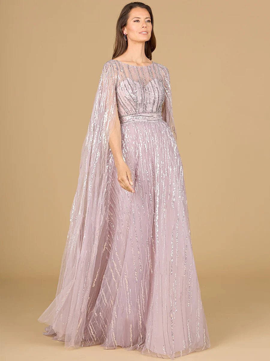 LARA 29150 - A-LINE GOWN WITH LONG CAPE SLEEVES - SARAH FASHION