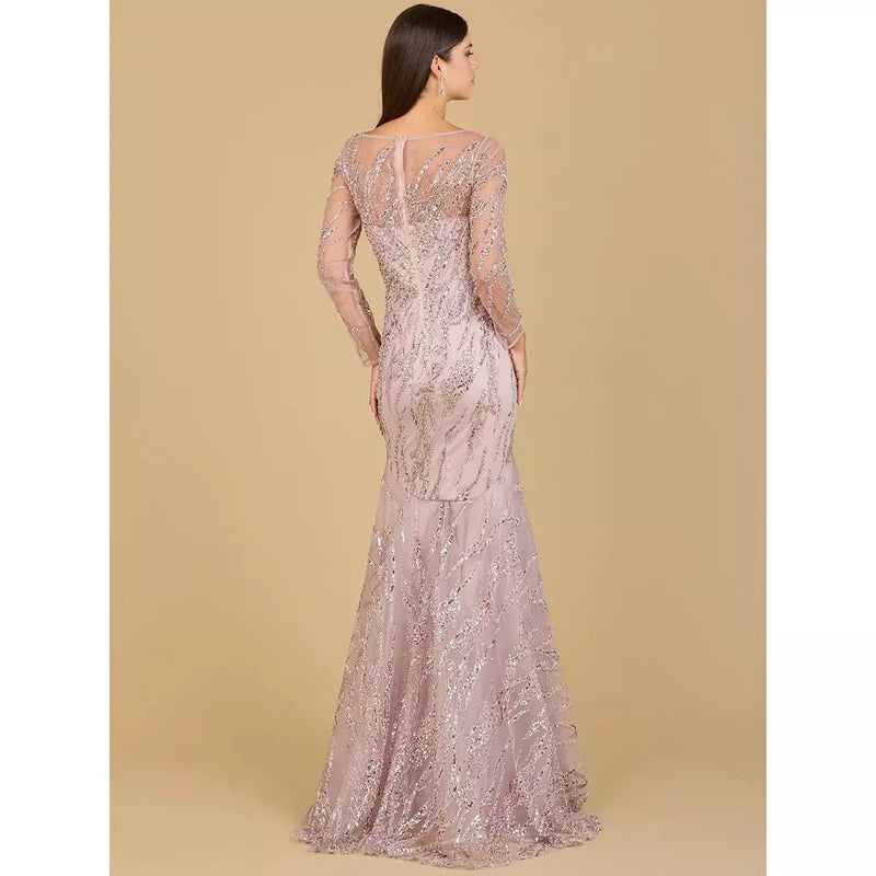 LARA 29199 - LONG SLEEVE MERMAID BEADED GOWN - SARAH FASHION