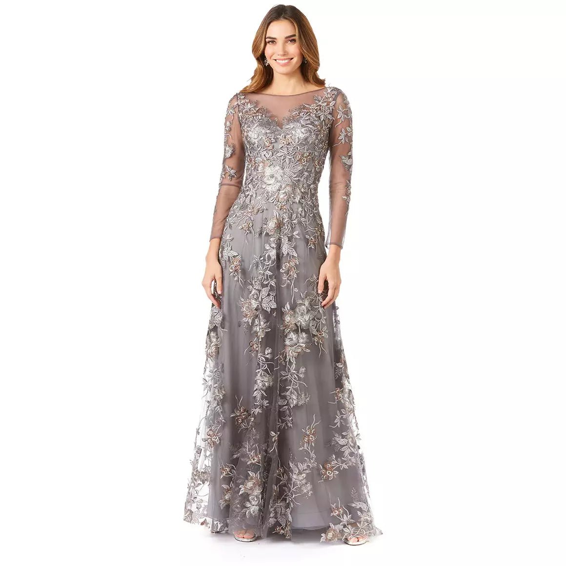 LARA 29327 - LONG SLEEVE MODEST LACE GOWN - SARAH FASHION