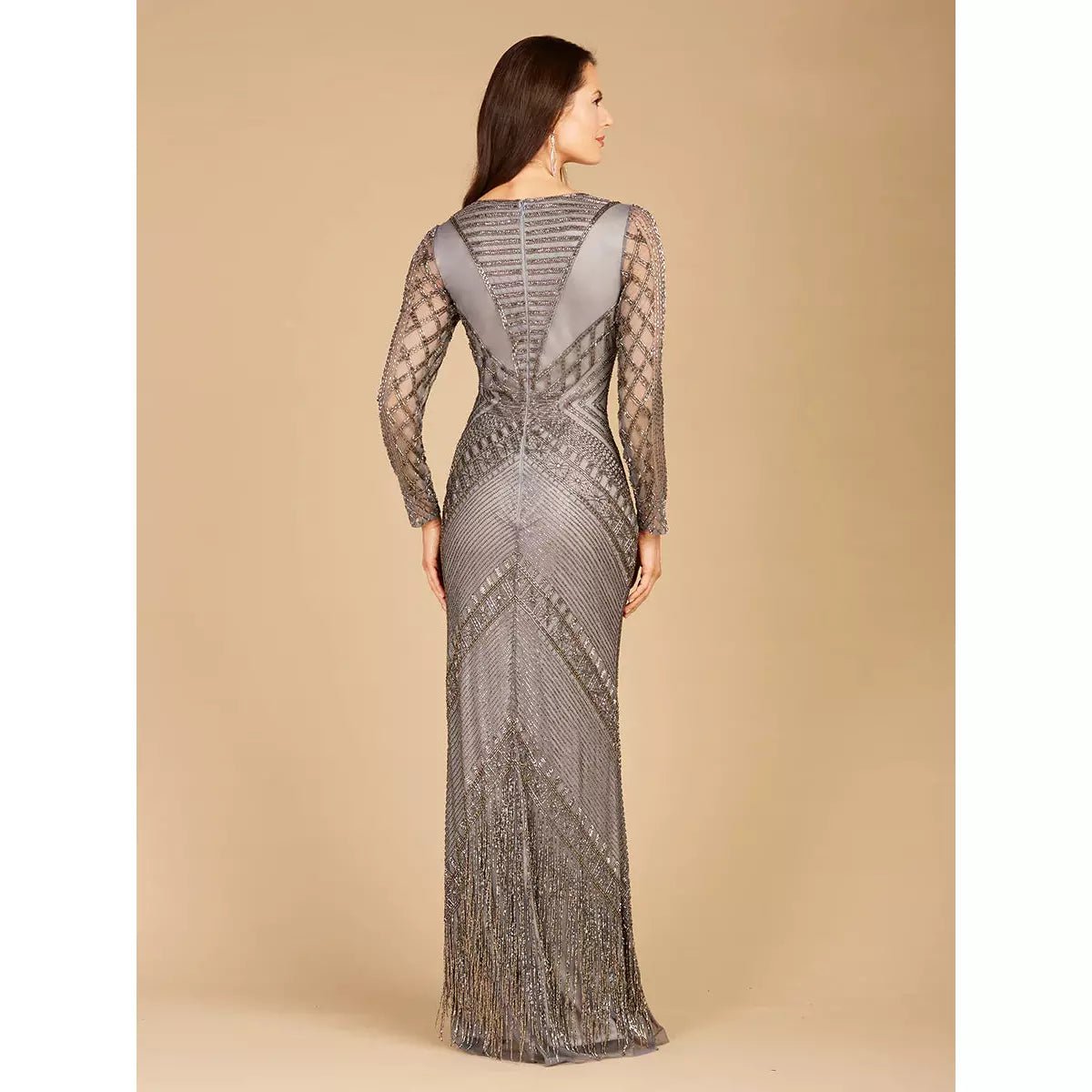 LARA 29364 - LONG SLEEVE FRINGE DRESS - SARAH FASHION