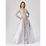 LARA 29468 - LONG SLEEVE LACE GOWN WITH REMOVABLE OVER SKIRT - SARAH FASHION