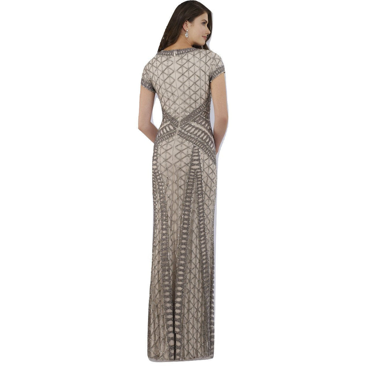 Lara 29746 - Beaded v Neck Long Dress - SARAH FASHION