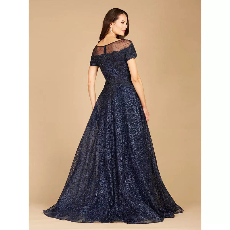 Lara 29765 - Sheer Off Shoulder Neck line Ballgown - SARAH FASHION