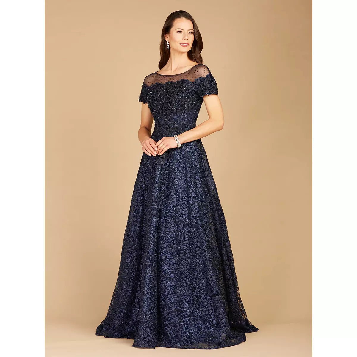 Lara 29765 - Sheer Off Shoulder Neck line Ballgown - SARAH FASHION