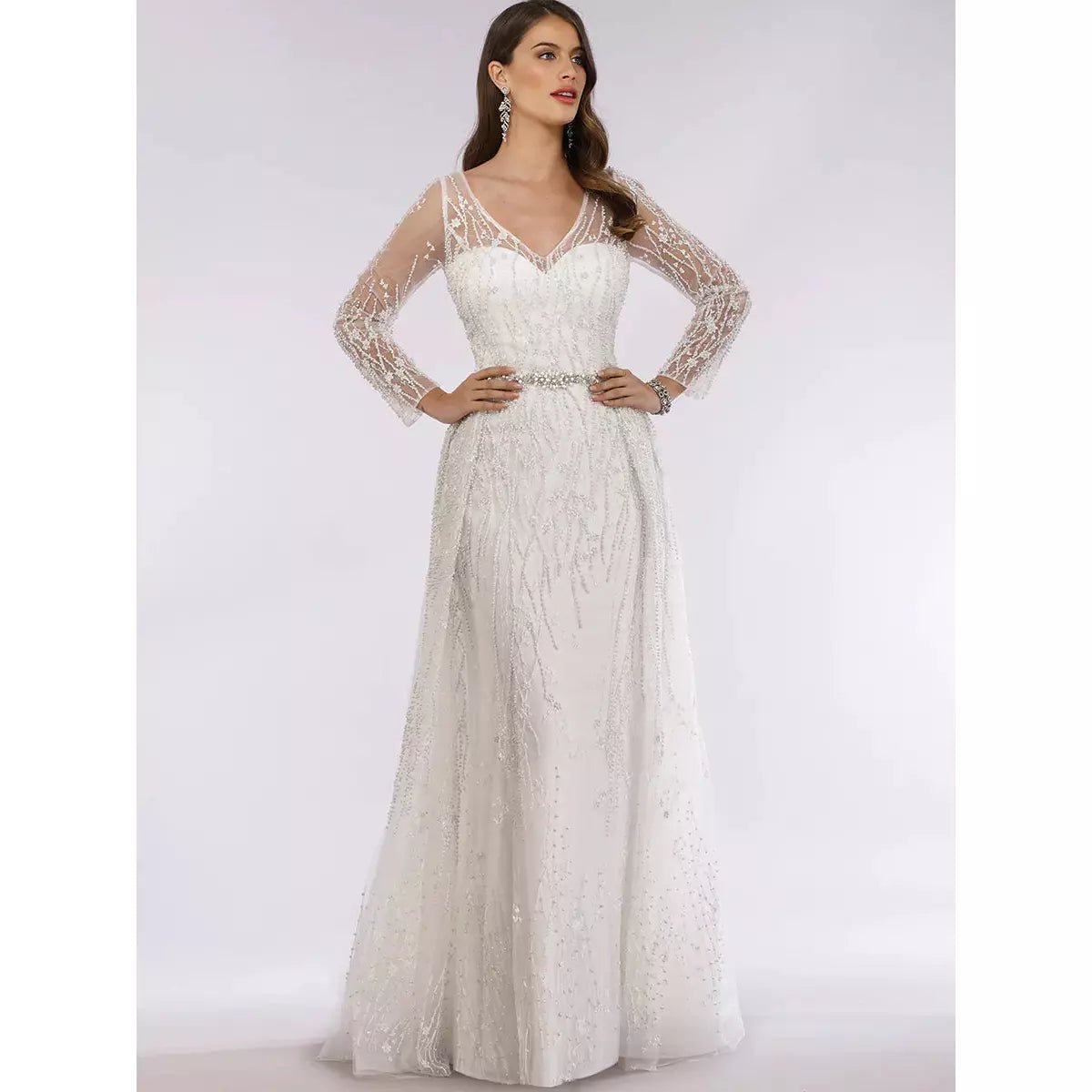 Lara 29782 - Overskirt Beaded lace Ballgown - SARAH FASHION