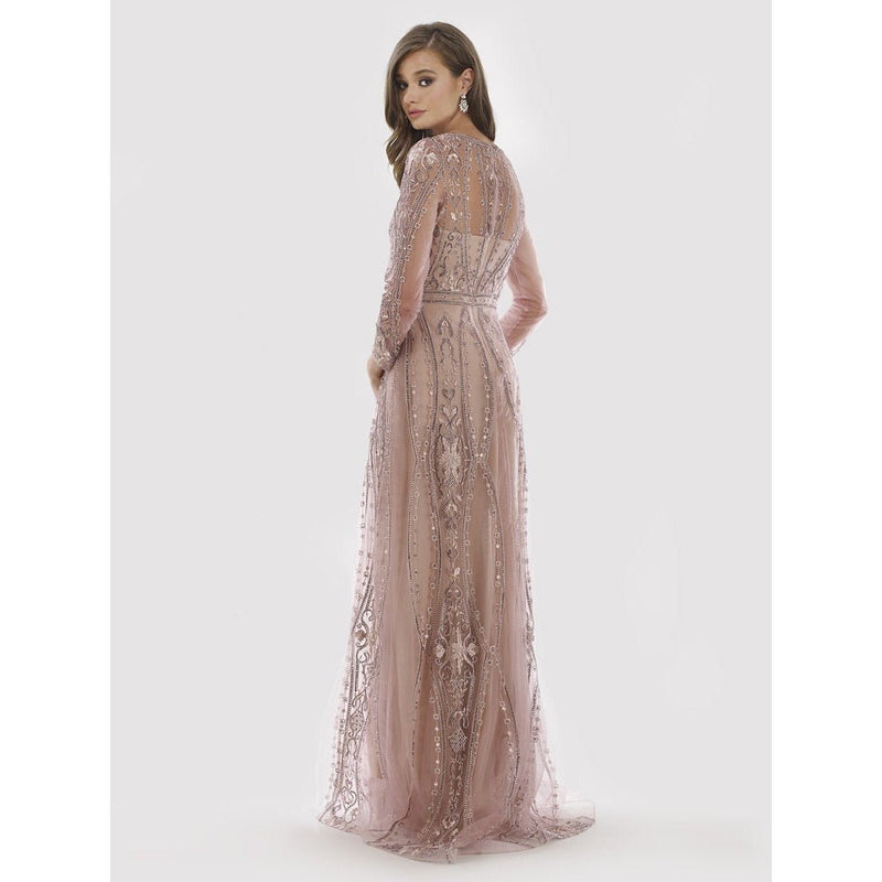 Lara 29788 - Full Sleeves A-line Long Gown - SARAH FASHION