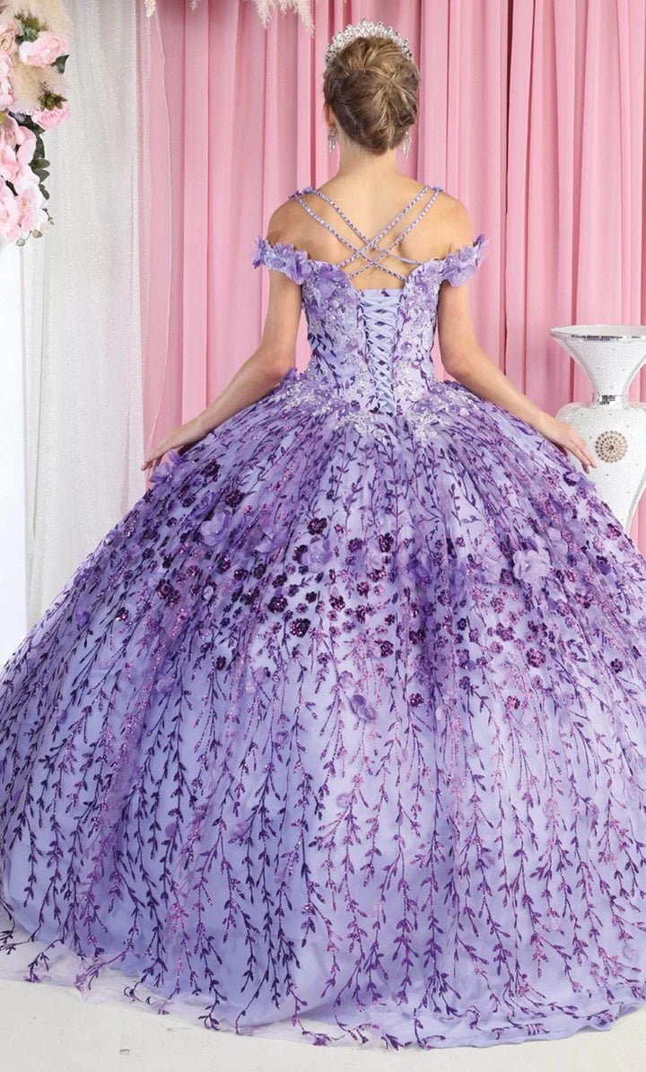 LK172 - Cold Shoulder Quinceanera Ballgown - SARAH FASHION