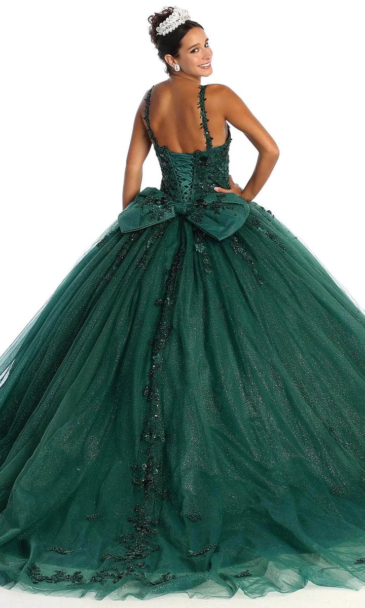 LK174 - V-Neck Embroidered Prom Ballgown - SARAH FASHION