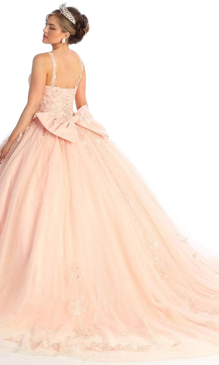 LK174 - V-Neck Embroidered Prom Ballgown - SARAH FASHION