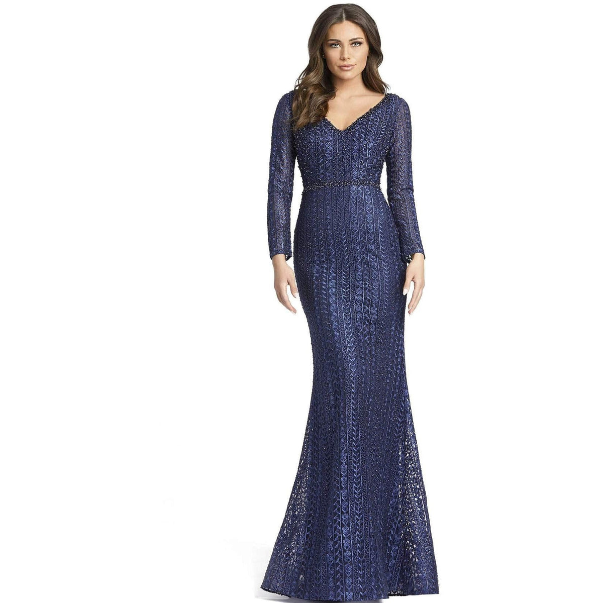 Mac Duggal 20271 - Embroidered Long Sleeve Evening Dress - SARAH FASHION