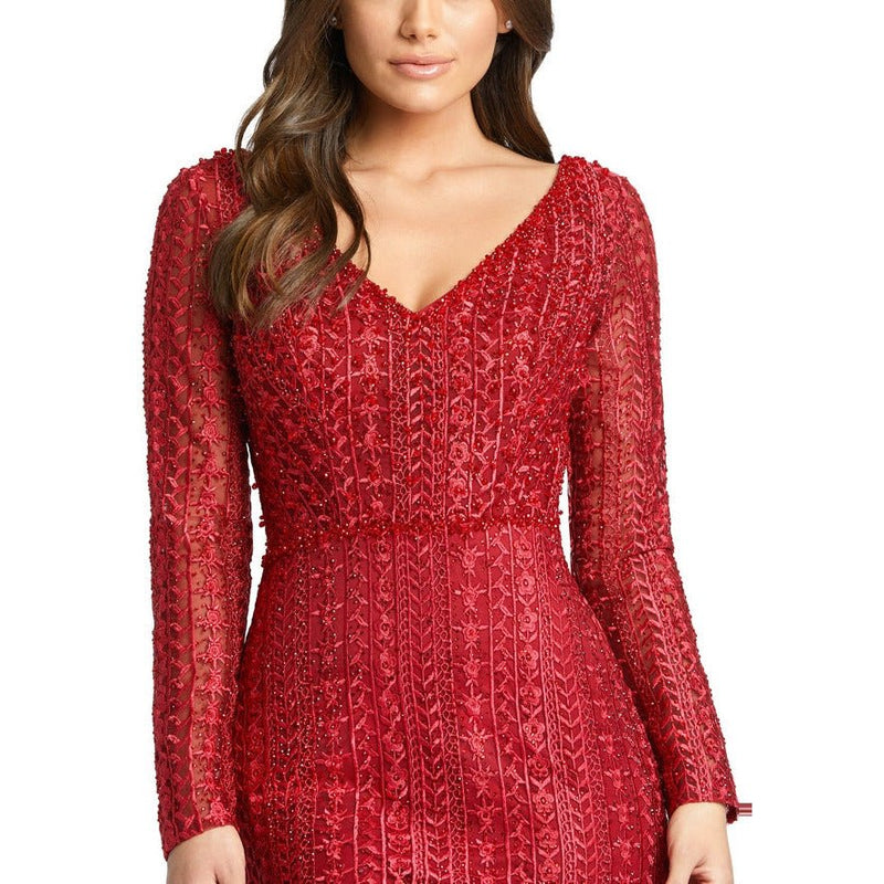 Mac Duggal 20271 - Embroidered Long Sleeve Evening Dress - SARAH FASHION