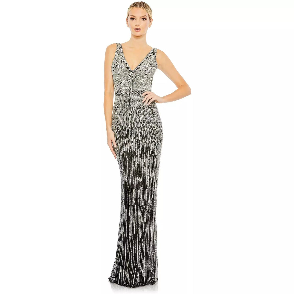 MD5483 SEQUIN EMBELLISHED ELEGANT SLEEVELESS EVENING GOWN - SARAH FASHION