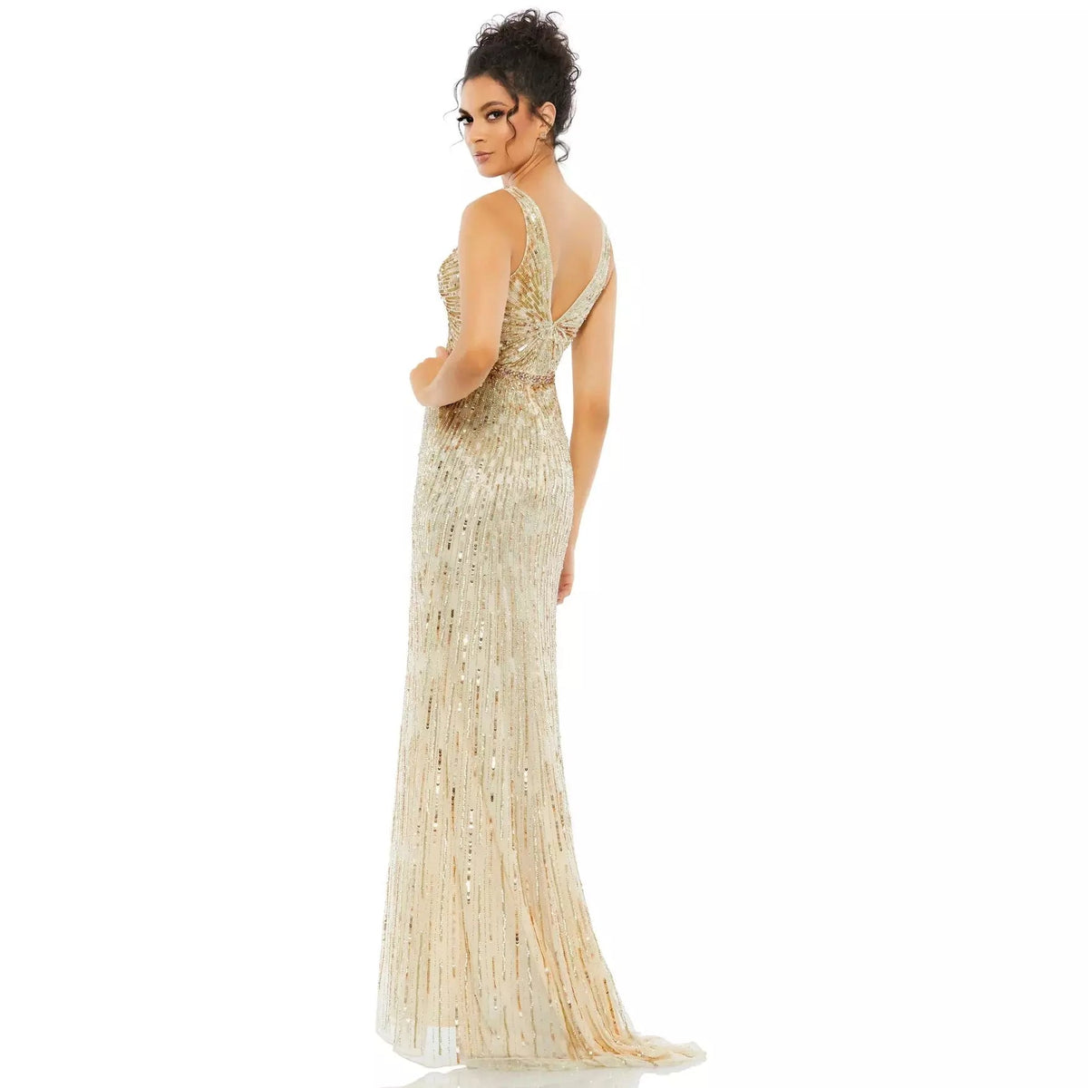 MD5483 SEQUIN EMBELLISHED ELEGANT SLEEVELESS EVENING GOWN - SARAH FASHION