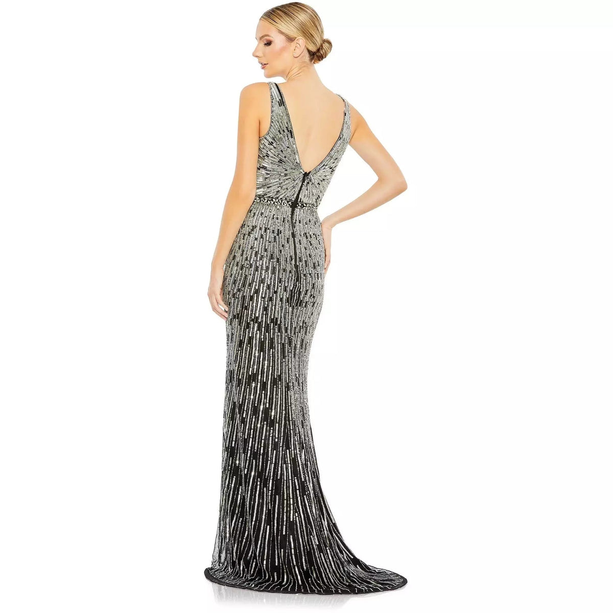 MD5483 SEQUIN EMBELLISHED ELEGANT SLEEVELESS EVENING GOWN - SARAH FASHION