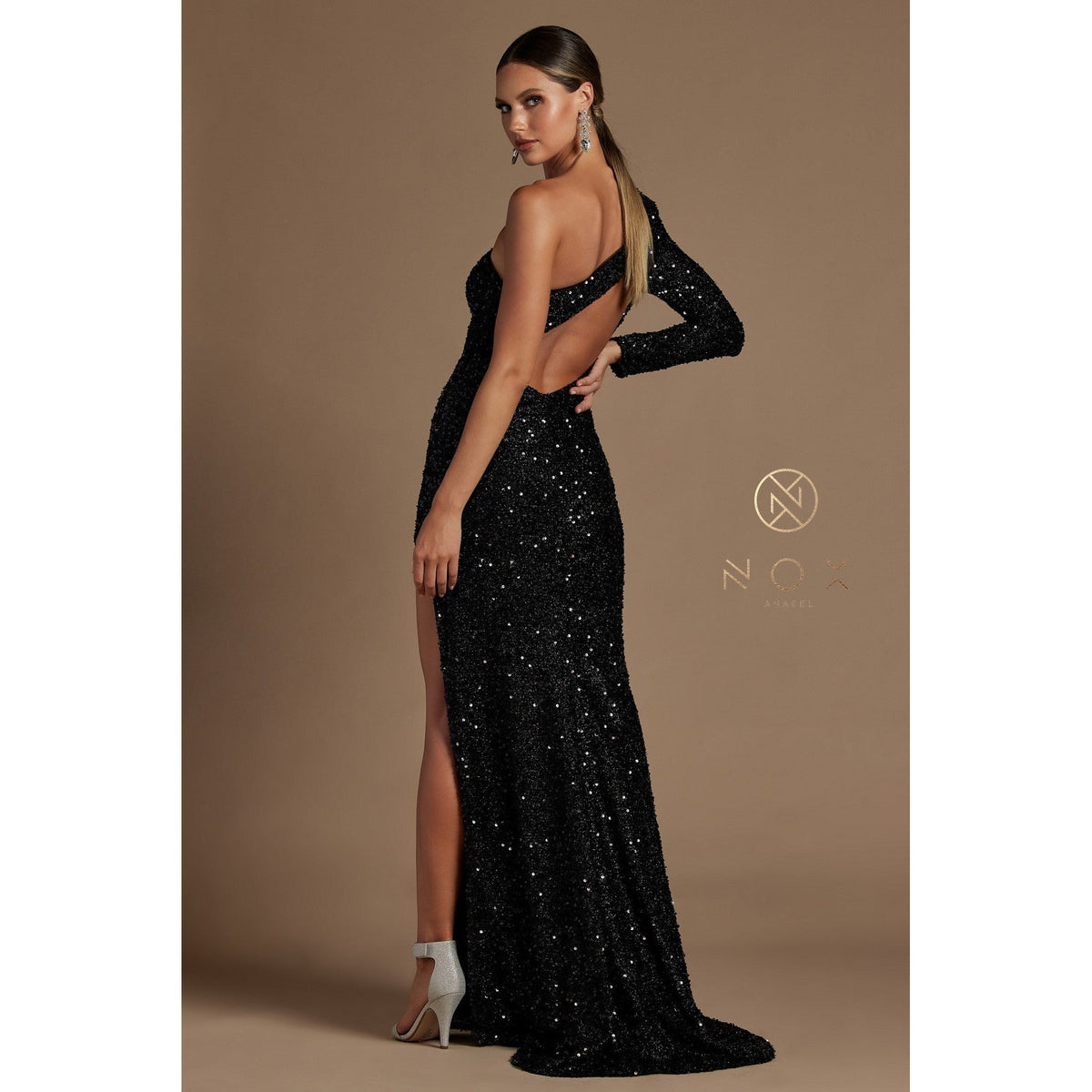 S1013 - SEQUIN CUTOUT ORNATE EVENING DRESS - SARAH FASHION