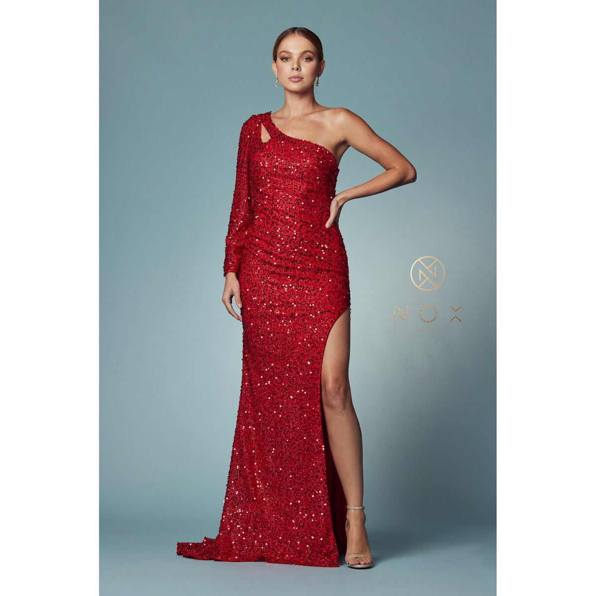 S1013 - SEQUIN CUTOUT ORNATE EVENING DRESS - SARAH FASHION