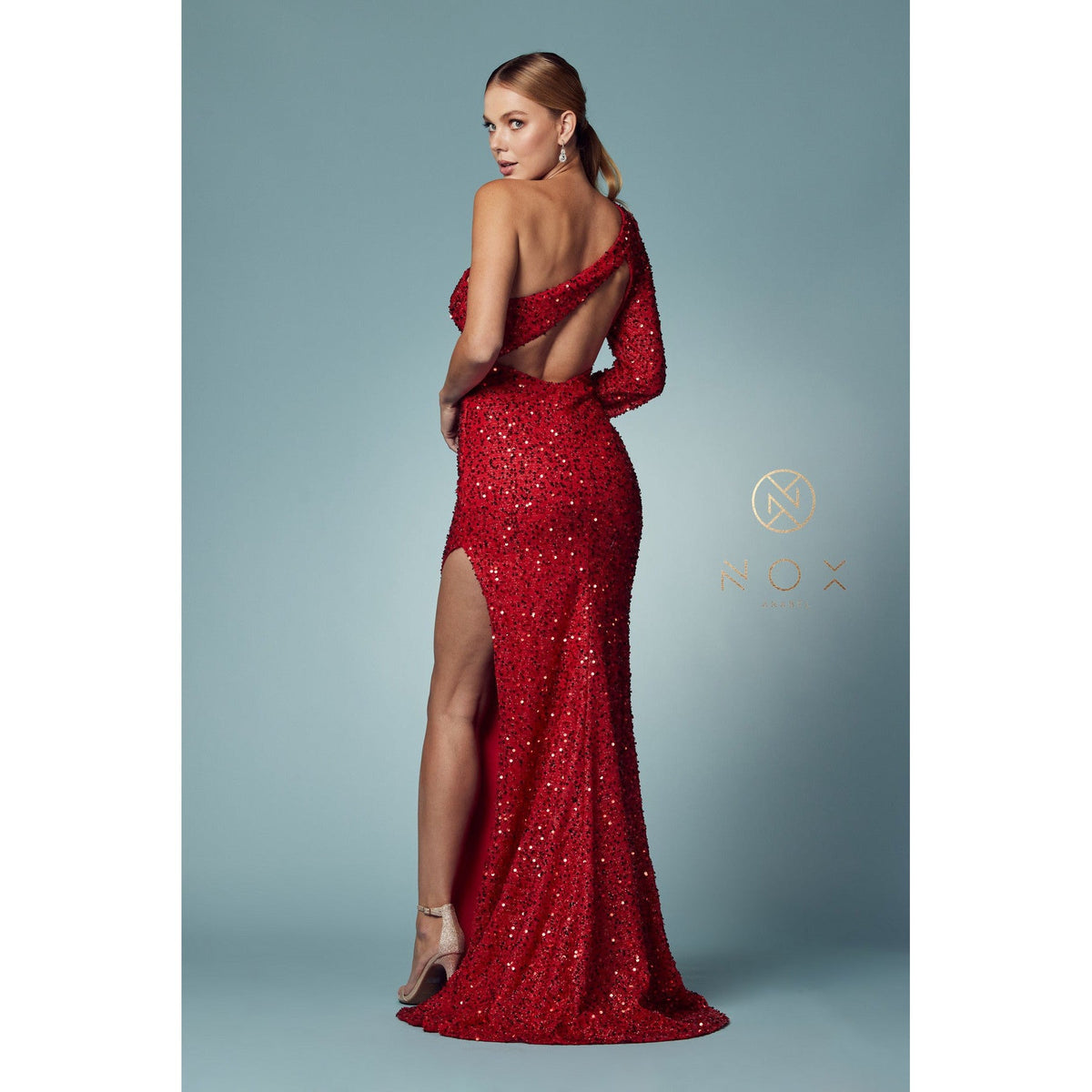 S1013 - SEQUIN CUTOUT ORNATE EVENING DRESS - SARAH FASHION